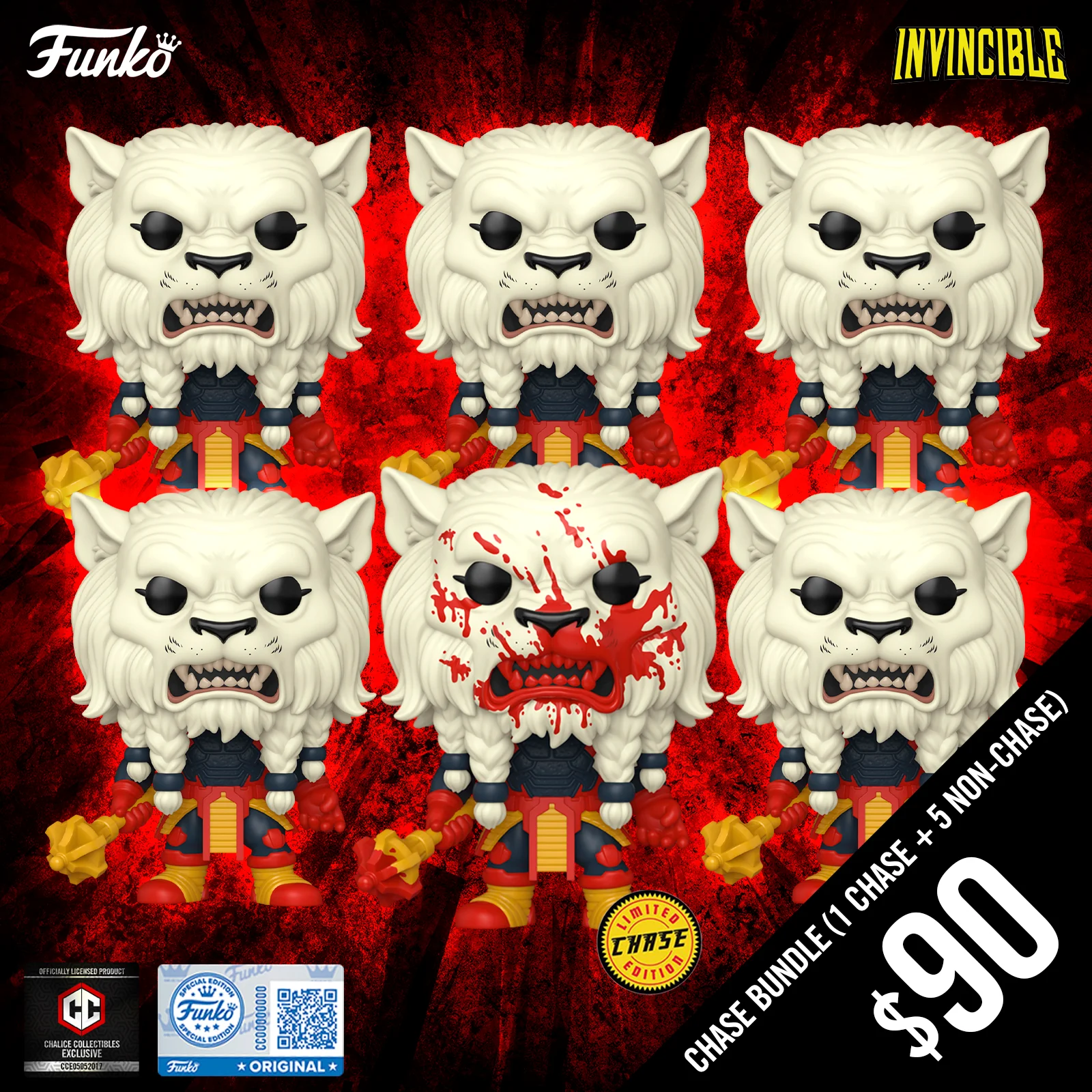 Funko Pop! Chalice Exclusive: Invincible - Battle Beast #54 (6-Pop Guaranteed Chase Bundle)