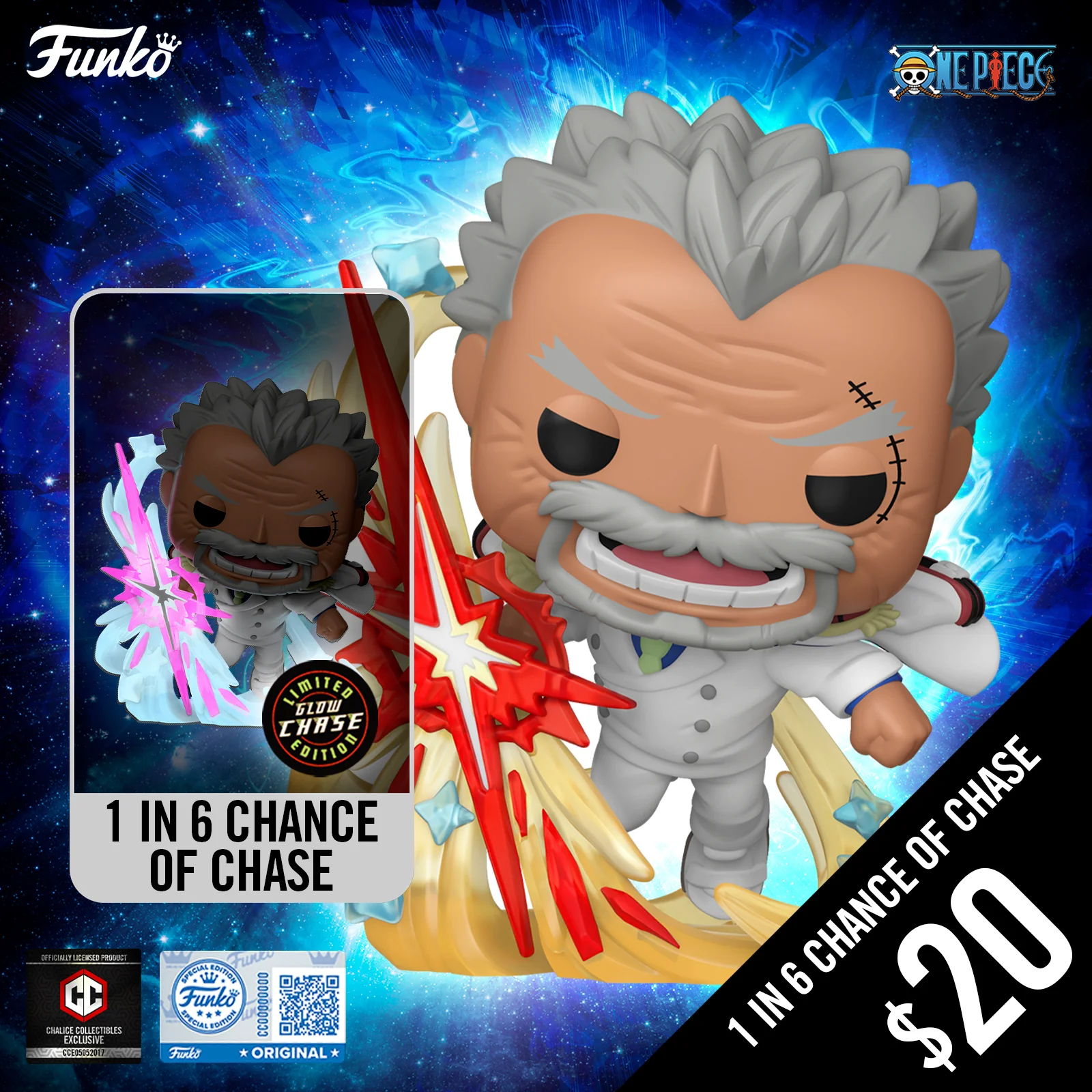Funko Pop! Chalice Exclusive: One Piece S13: Monkey D. Garp (Galaxy Impact) #2172 (1 in 6 chance of Chase)