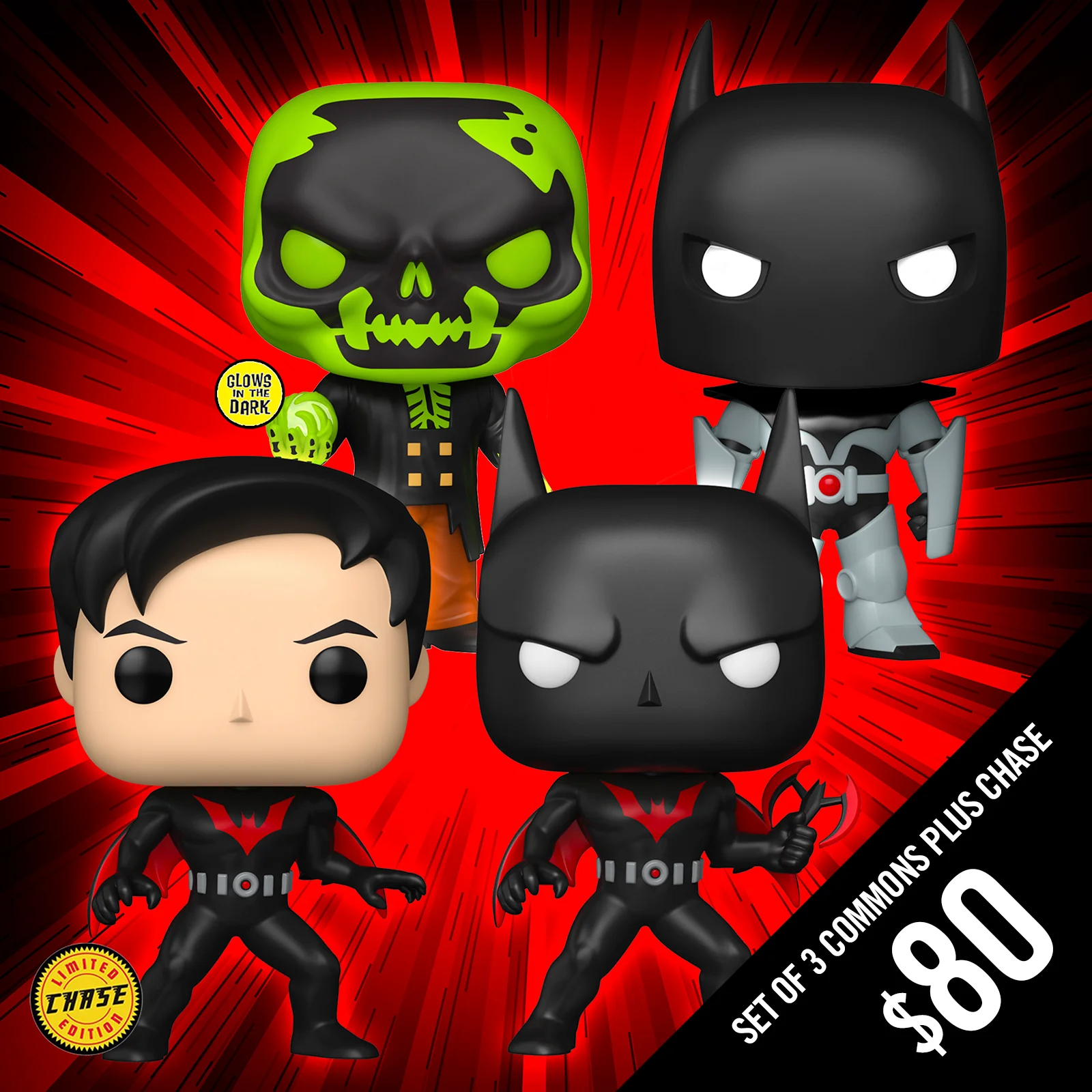 Pre-Order: Funko Pop! Batman Beyond (Set of 3 Commons Plus Chase)