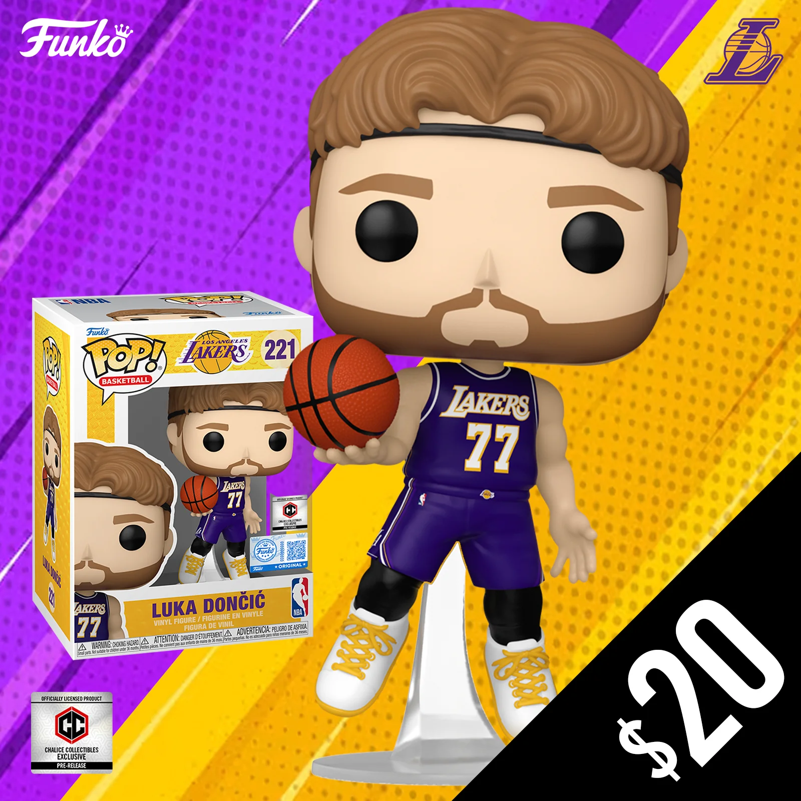 Pre-Order: Funko Pop! Chalice Exclusive: Luka Doncic #221 (Away Jersey) (PR)