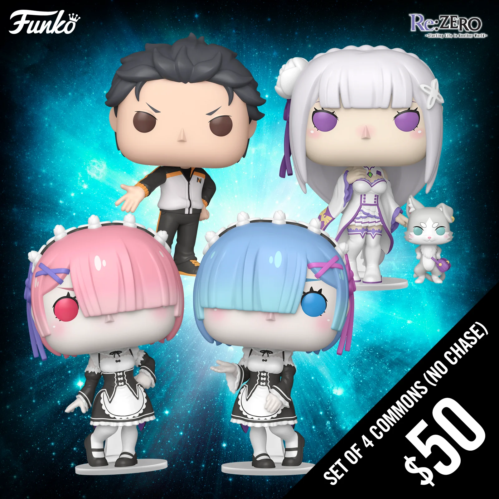 Pre-Order: Funko Pop! Re:Zero S1: Set of 4 Commons