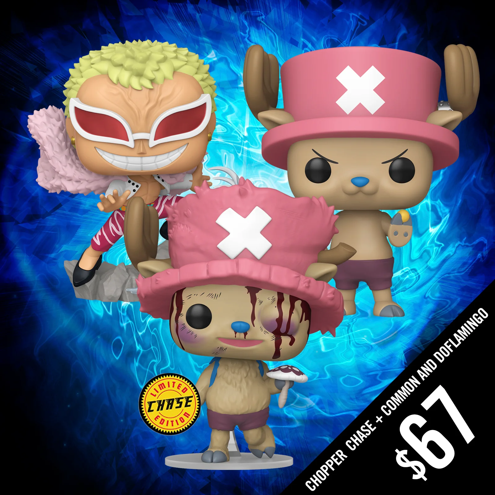 Pre-Order: One Piece S14: 3 POP Bundle (Chopper Chase + Common and Doflamingo)